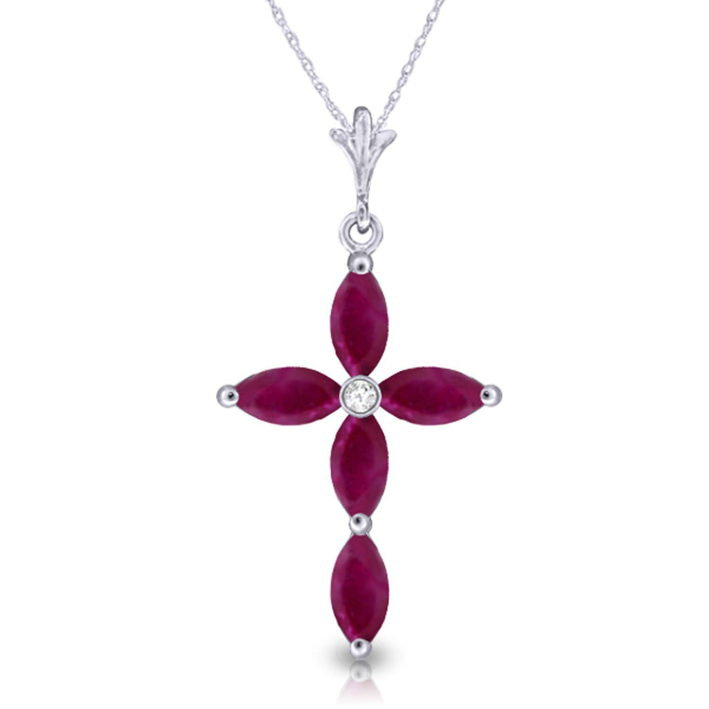 1.1 Carat 14K Rose Gold Necklace Natural Diamond Ruby