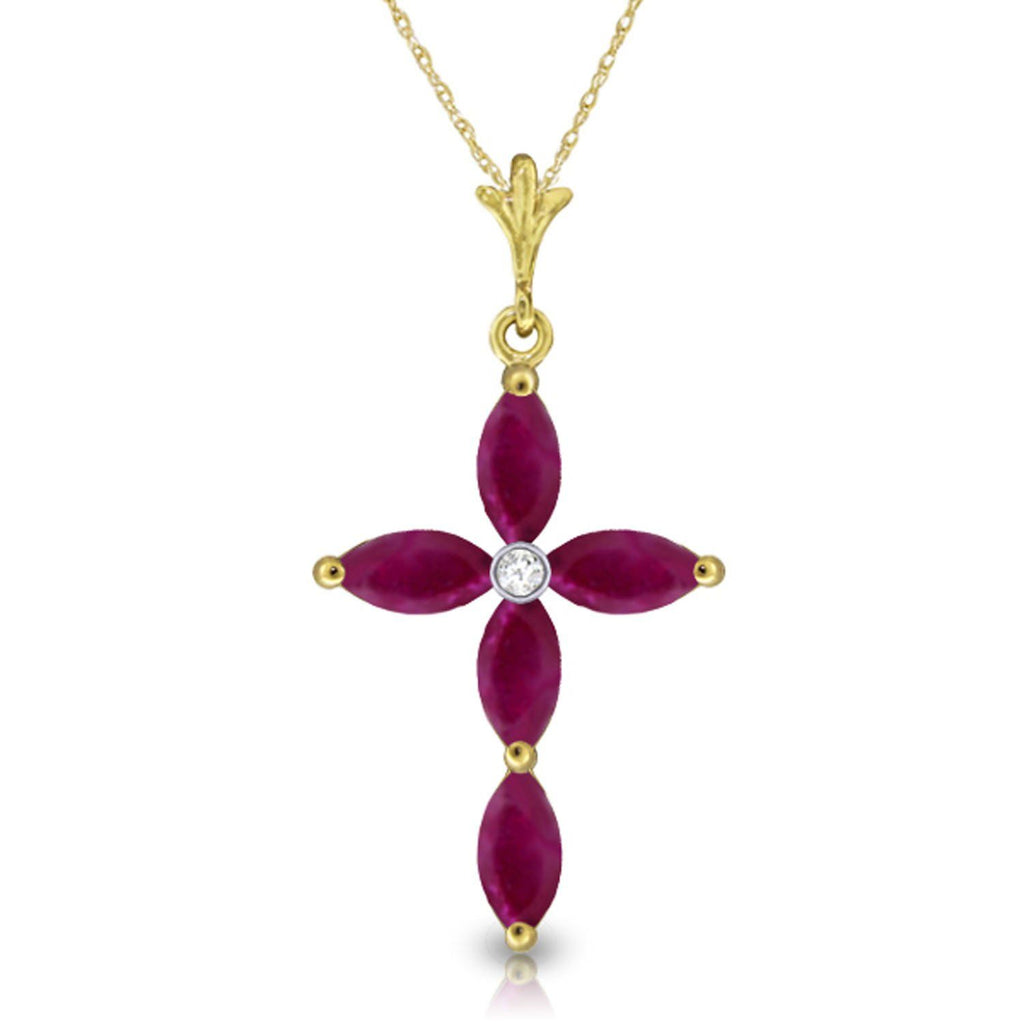 1.1 Carat 14K Rose Gold Necklace Natural Diamond Ruby