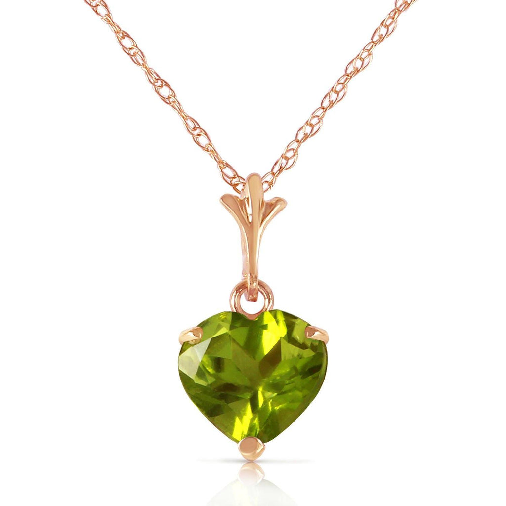 1.15 Carat 14K Gold Leap Of Heart Peridot Necklace