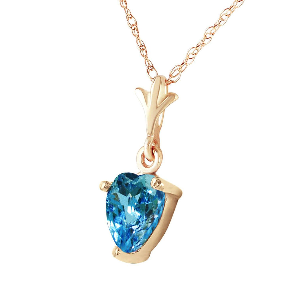 1.15 Carat 14K Rose Gold Proud Heart Blue Topaz Necklace