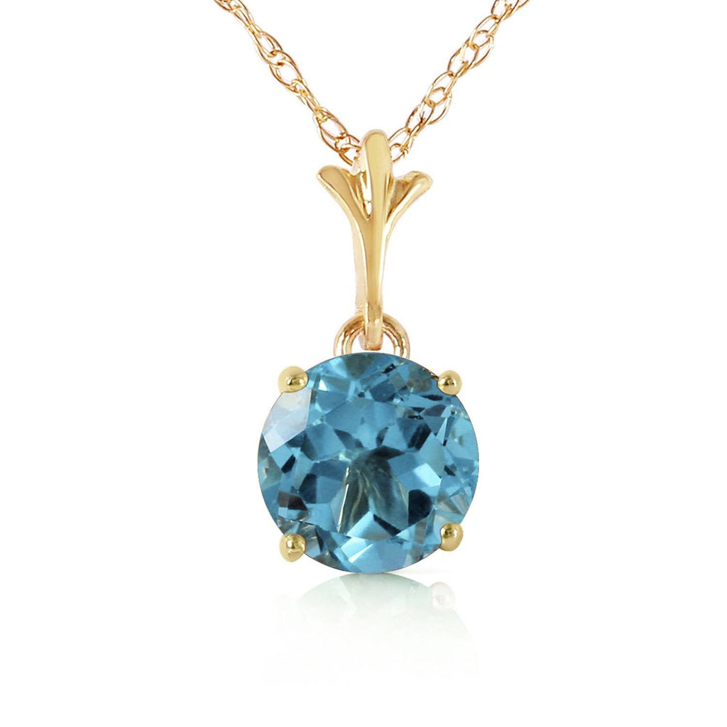1.15 Carat 14K Rose Gold Single Round Blue Topaz Necklace