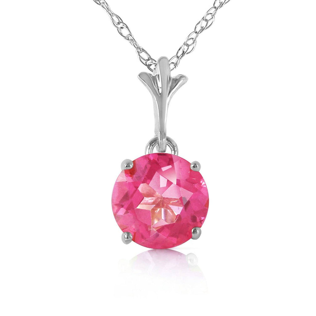 1.15 Carat 14K Rose Gold Single Round Pink Topaz Necklace