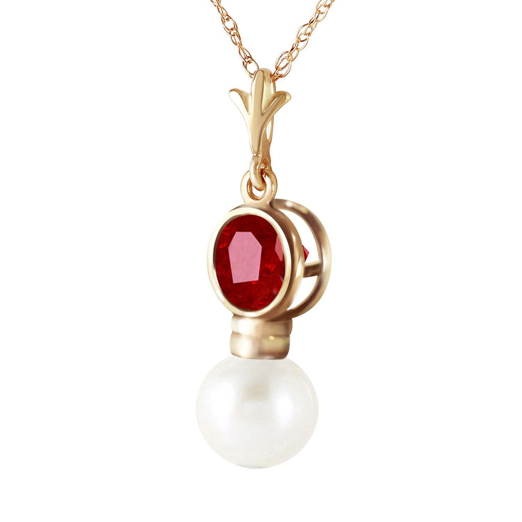 1.23 Carat 14K Gold Daphne Ruby Pearl Necklace