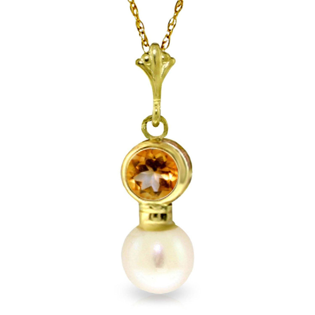 1.23 Carat 14K Gold Sunny Rays Citrine Pearl Necklace