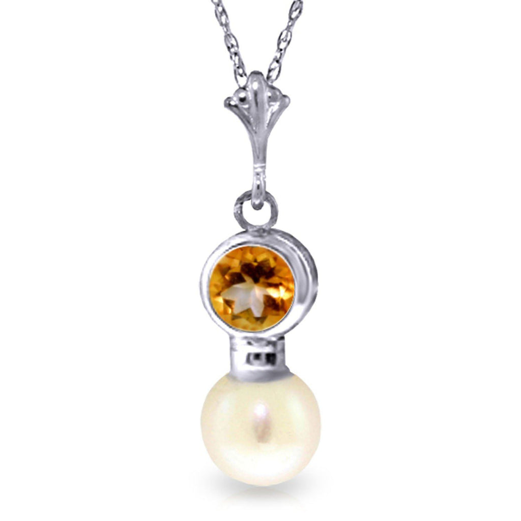 1.23 Carat 14K White Gold All Of This Citrine Pearl Necklace