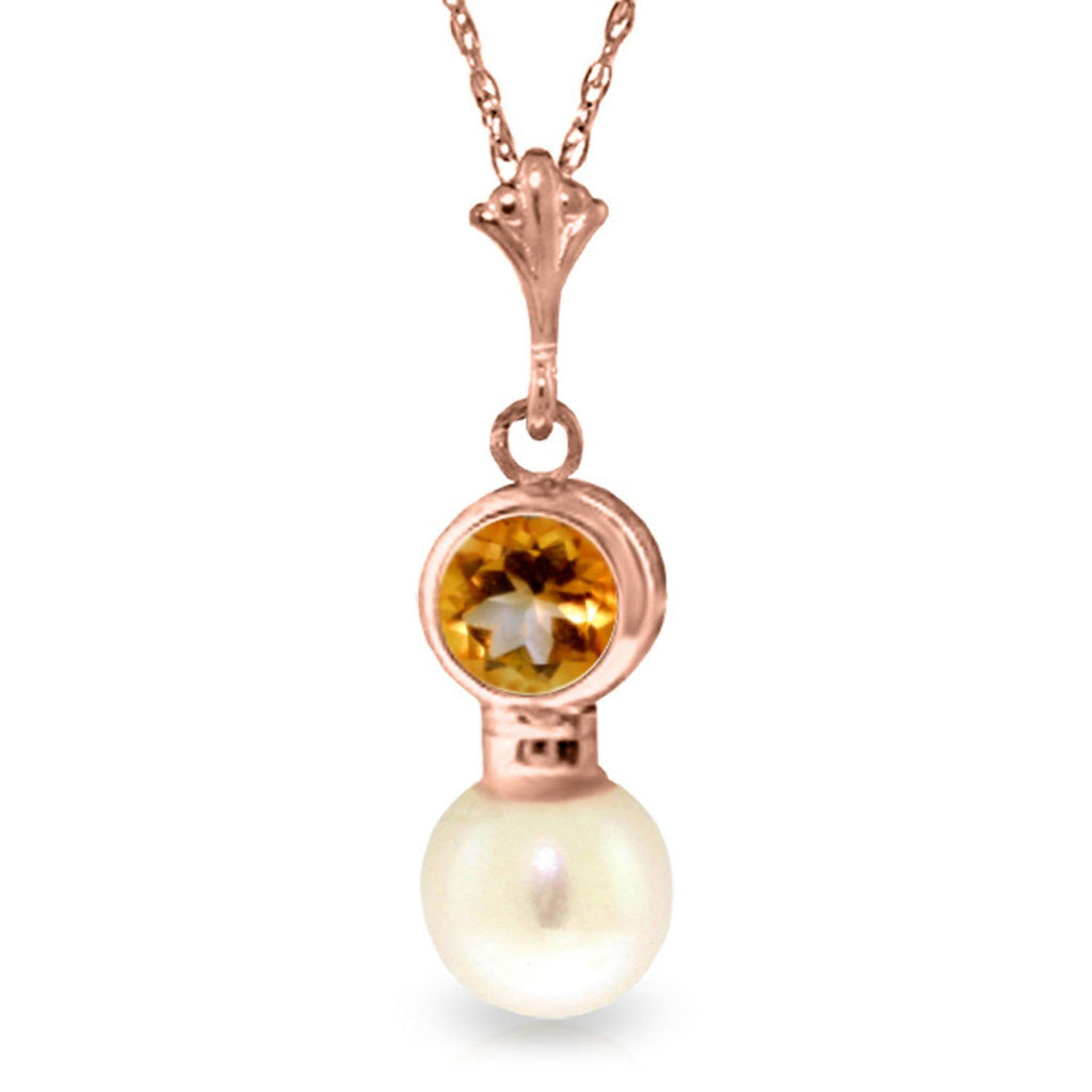 1.23 Carat 14K White Gold All Of This Citrine Pearl Necklace