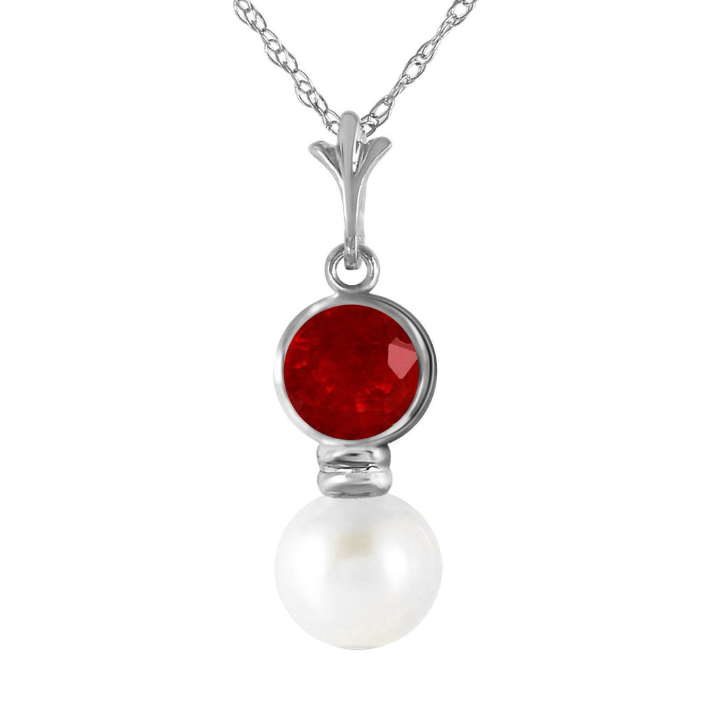 1.23 Carat 14K White Gold Change Others Ruby Pearl Necklace