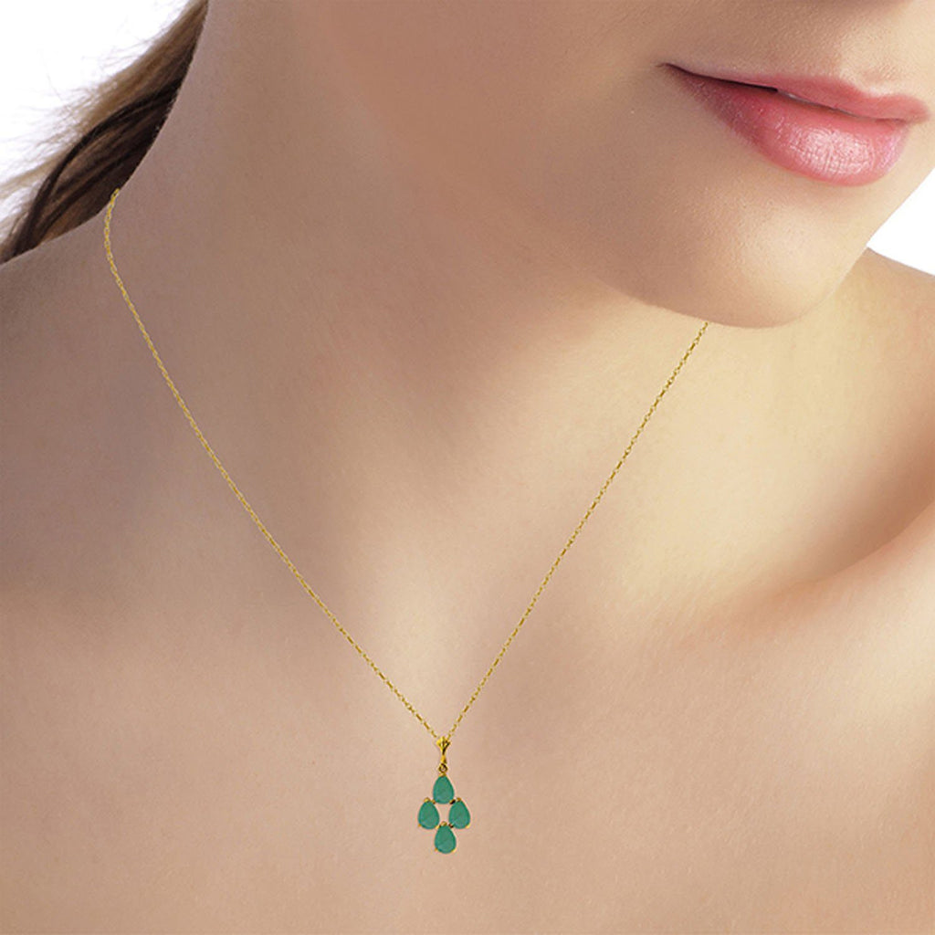1.5 Carat 14K Gold Love Portrait Emerald Necklace