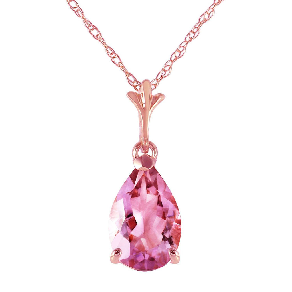 1.5 Carat 14K Rose Gold Pear Pink Topaz Necklace