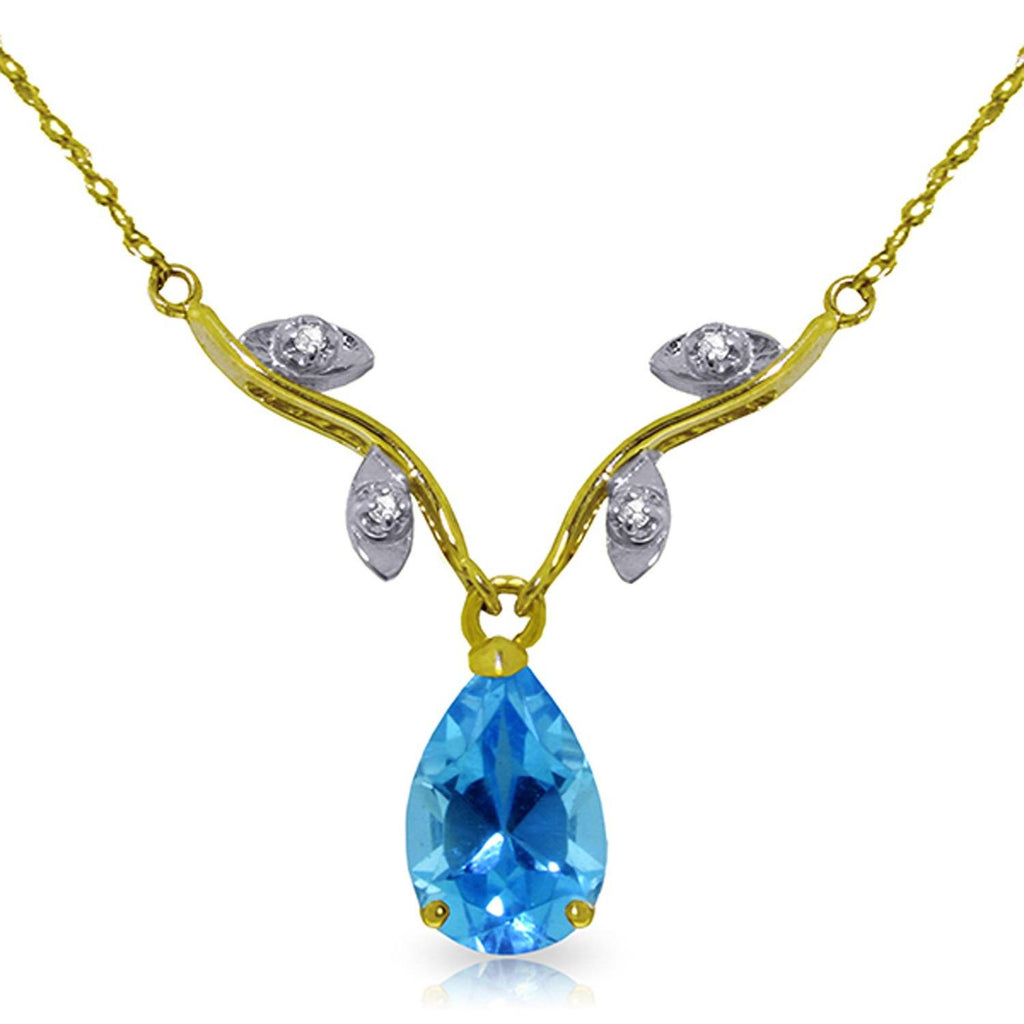 1.52 Carat 14K White Gold Port In A Storm Blue Topaz Diamond Necklace