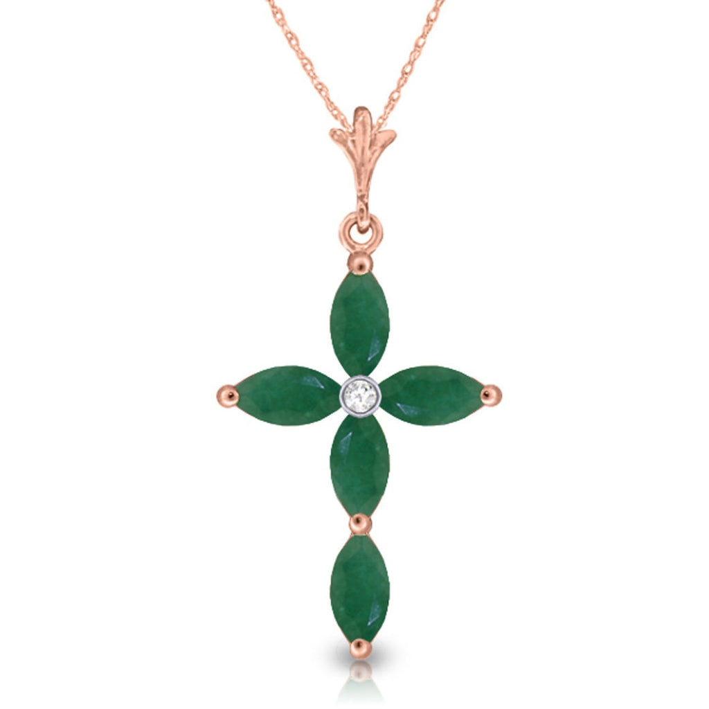 1.65 Carat 14K Gold Necklace Natural Diamond Emerald