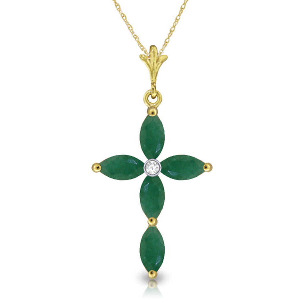 1.65 Carat 14K White Gold Necklace Natural Diamond Emerald