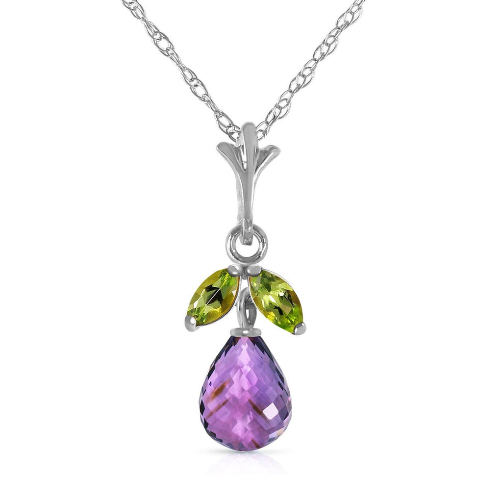 1.7 Carat 14K White Gold Show Cheerfulness Amethyst Peridot Necklace