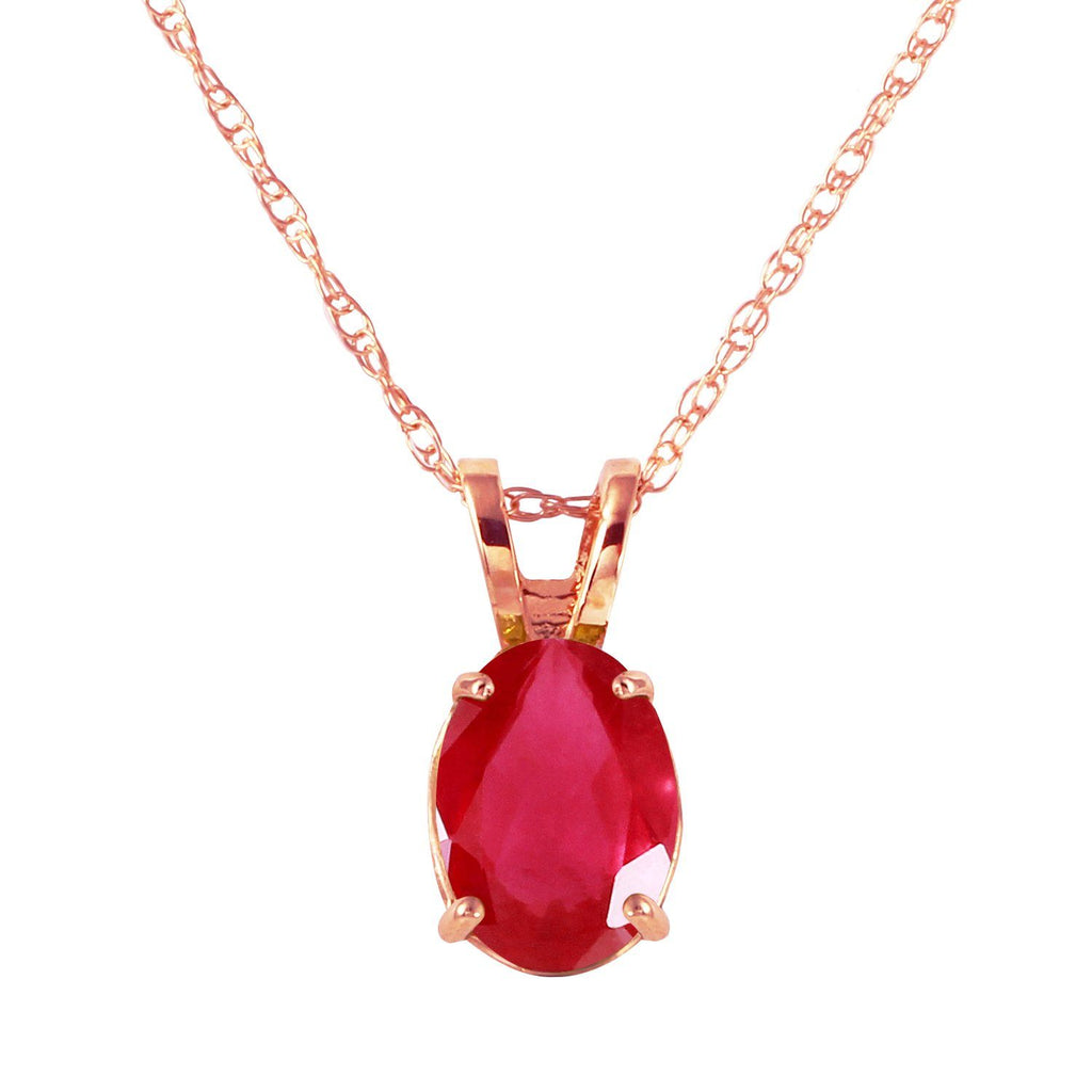 1 Carat 14K Rose Gold Necklace Natural Ruby