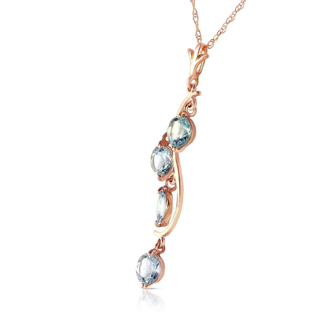 14K Rose Gold Aquamarines Necklace Gemstone Genuine Deluxe