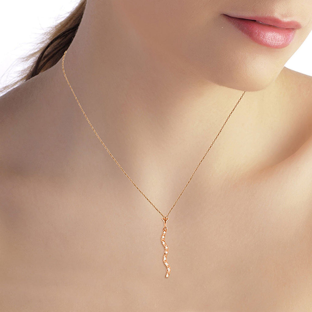 14K Rose Gold Bar Natural Diamond Necklace
