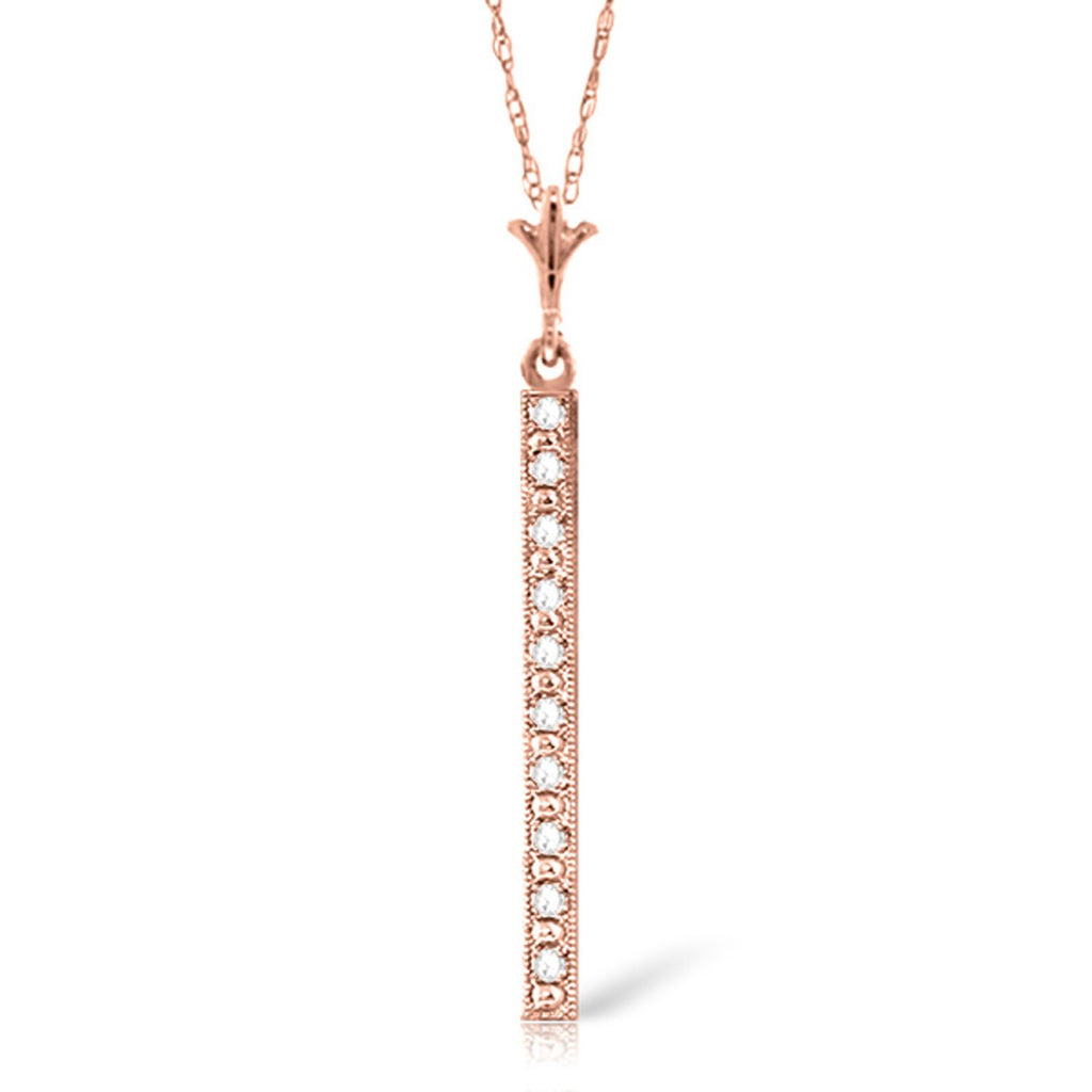 14K Rose Gold Bar Natural Diamond Necklace Certified