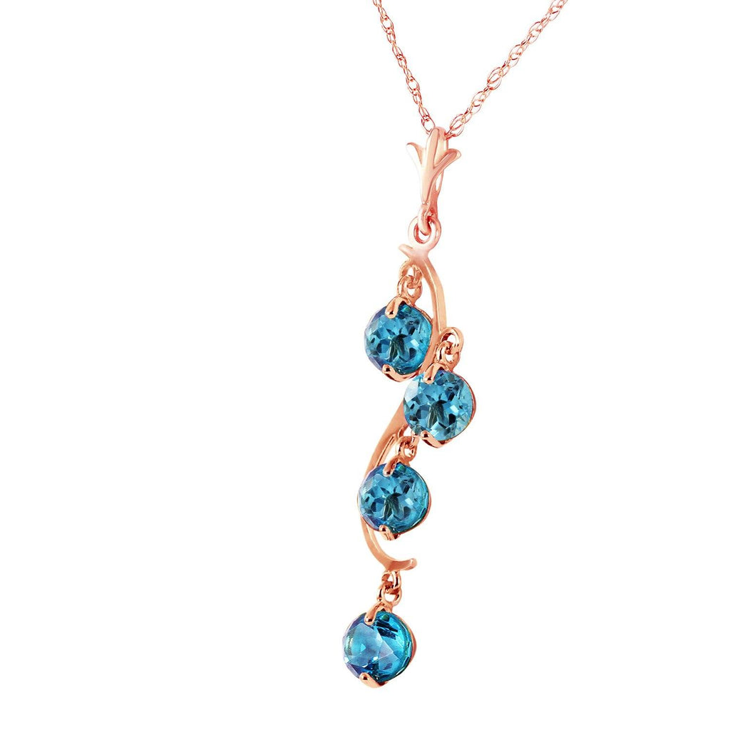 14K Rose Gold Blue Topaz Gemstone New Necklace