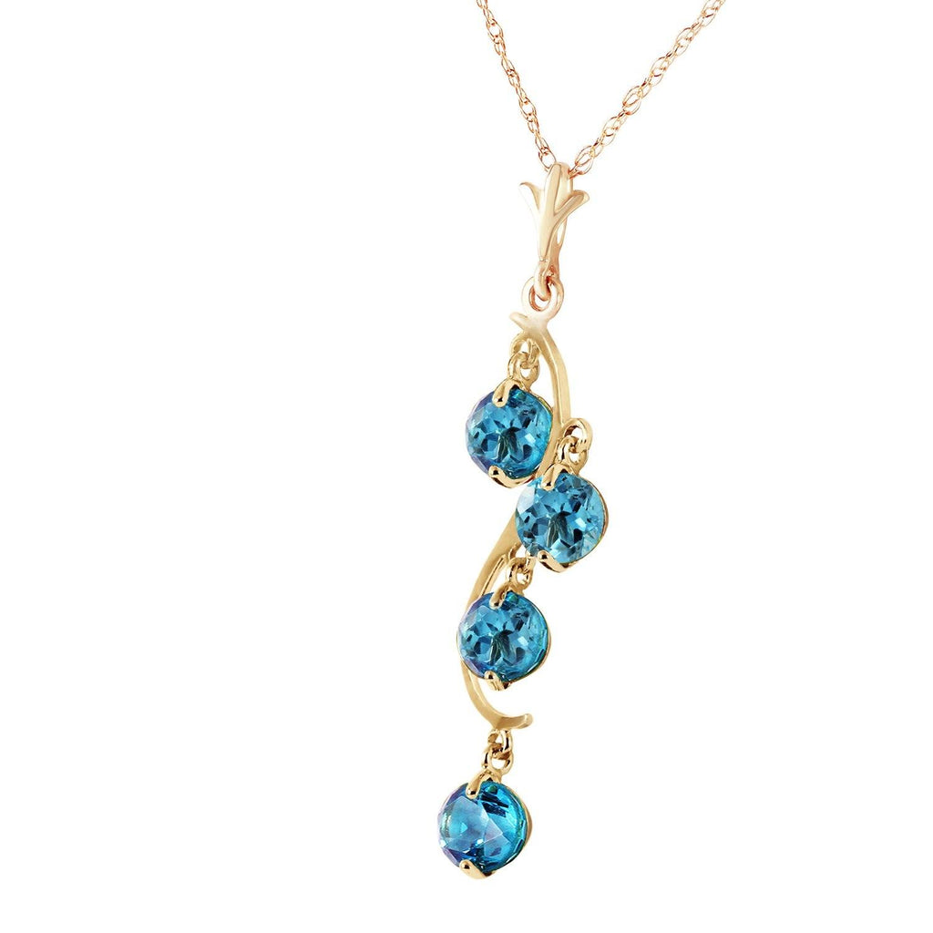 14K Rose Gold Blue Topaz Gemstone New Necklace