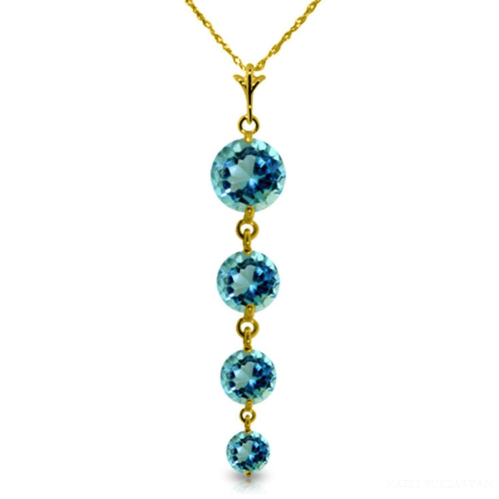 14K Rose Gold Blue Topaz Necklace Genuine New