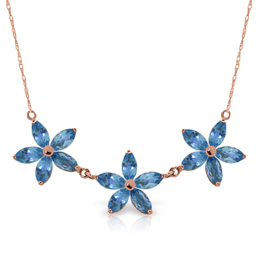 14K Rose Gold Blue Topaz New Certified Classic Necklace