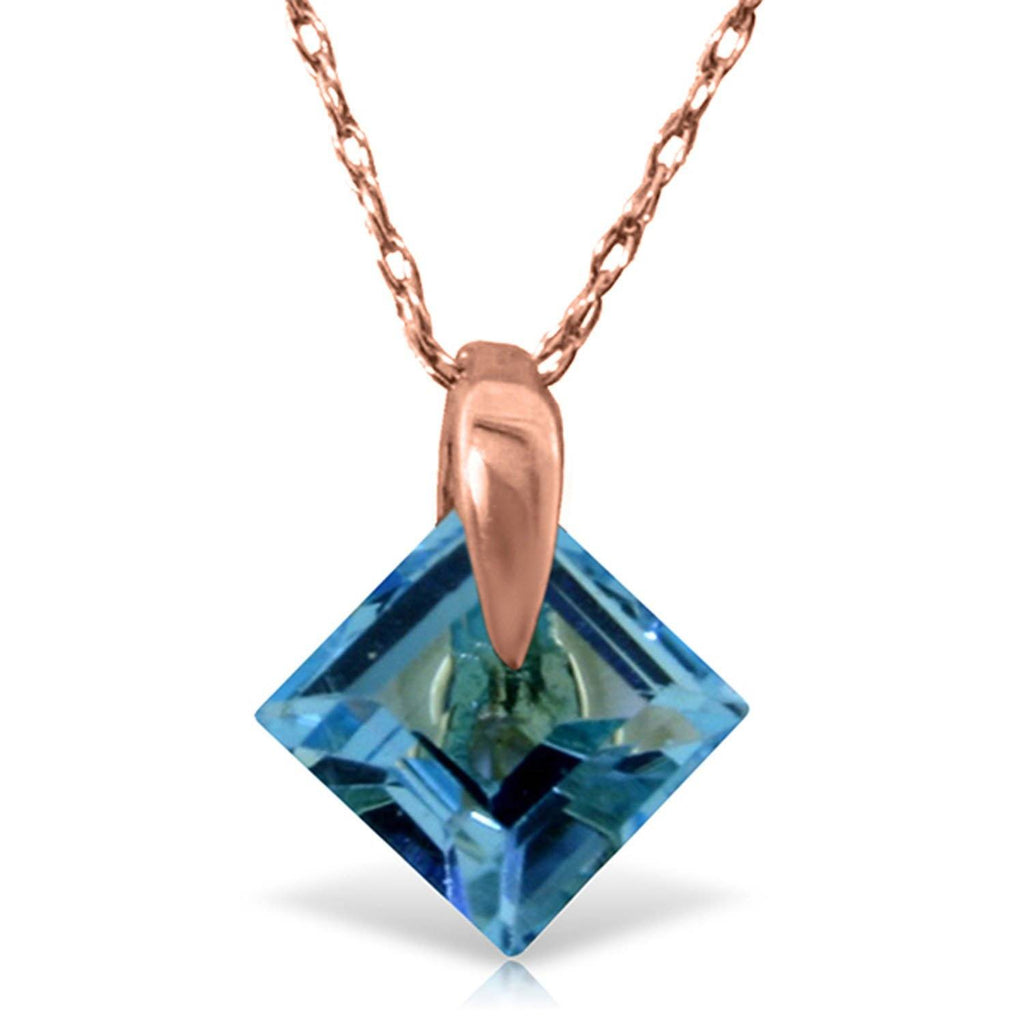14K Rose Gold Blue Topaz New Deluxe Necklace