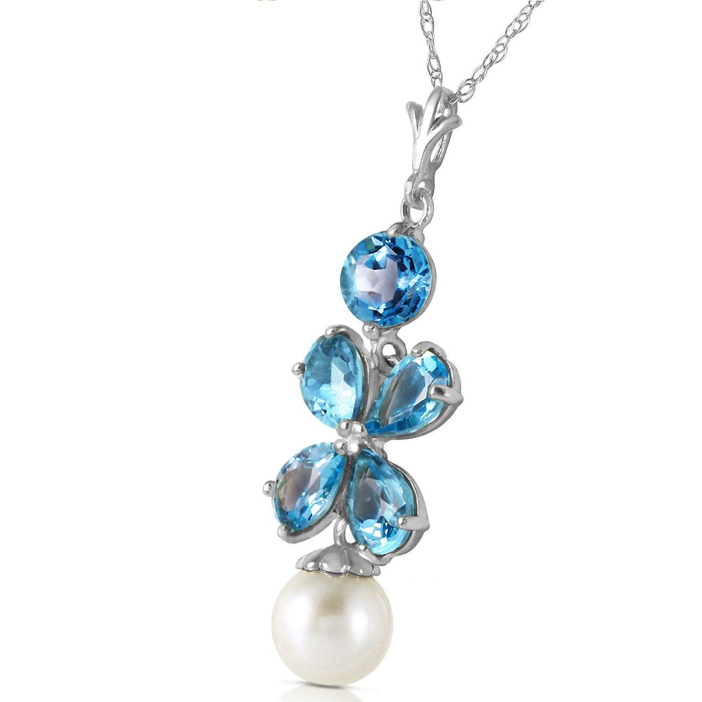 14K Rose Gold Blue Topaz & Pearl Necklace Jewelry