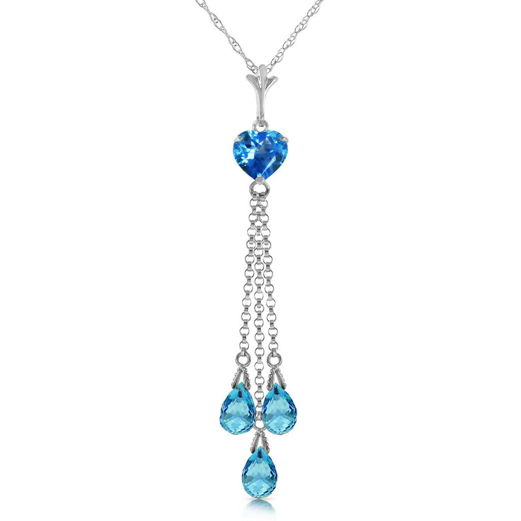 14K Rose Gold Briolette Blue Topaz Necklace Gemstone Series Classic