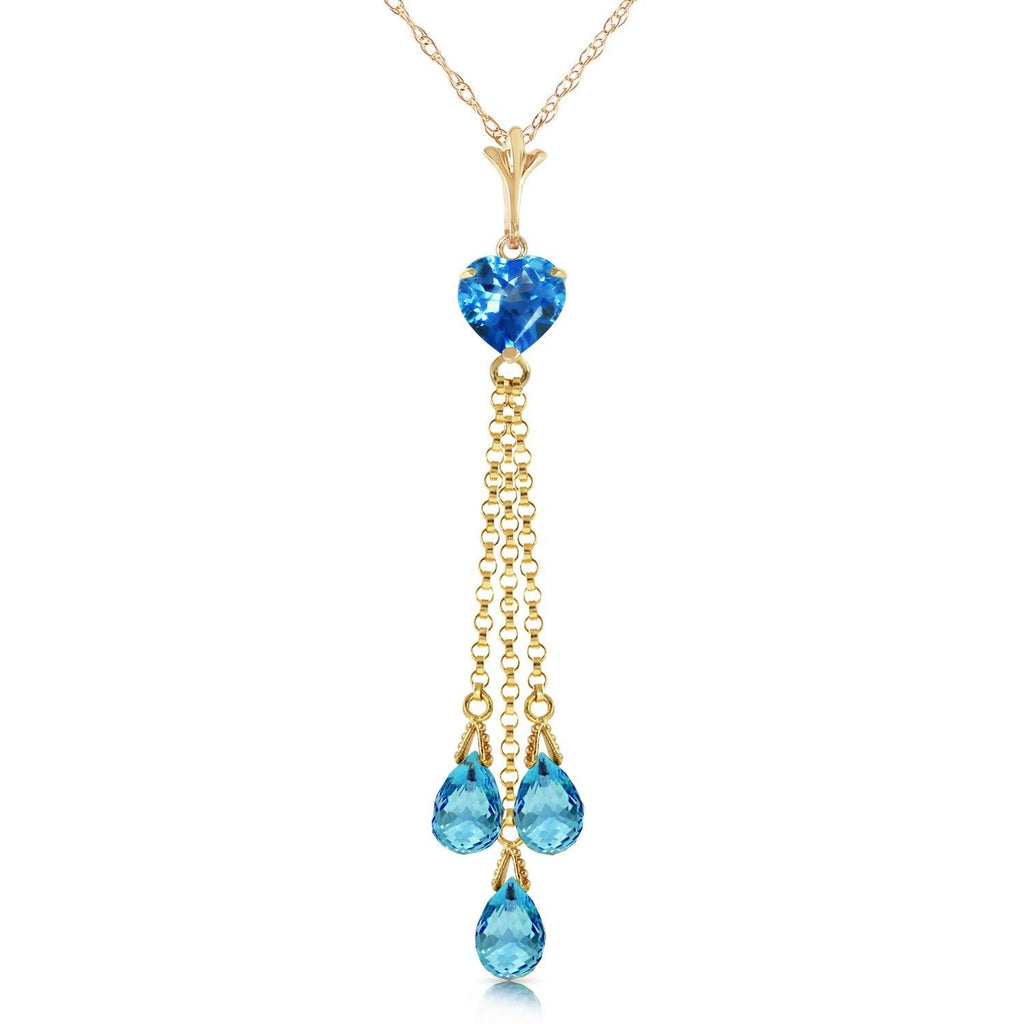 14K Rose Gold Briolette Blue Topaz Necklace Gemstone Series Classic