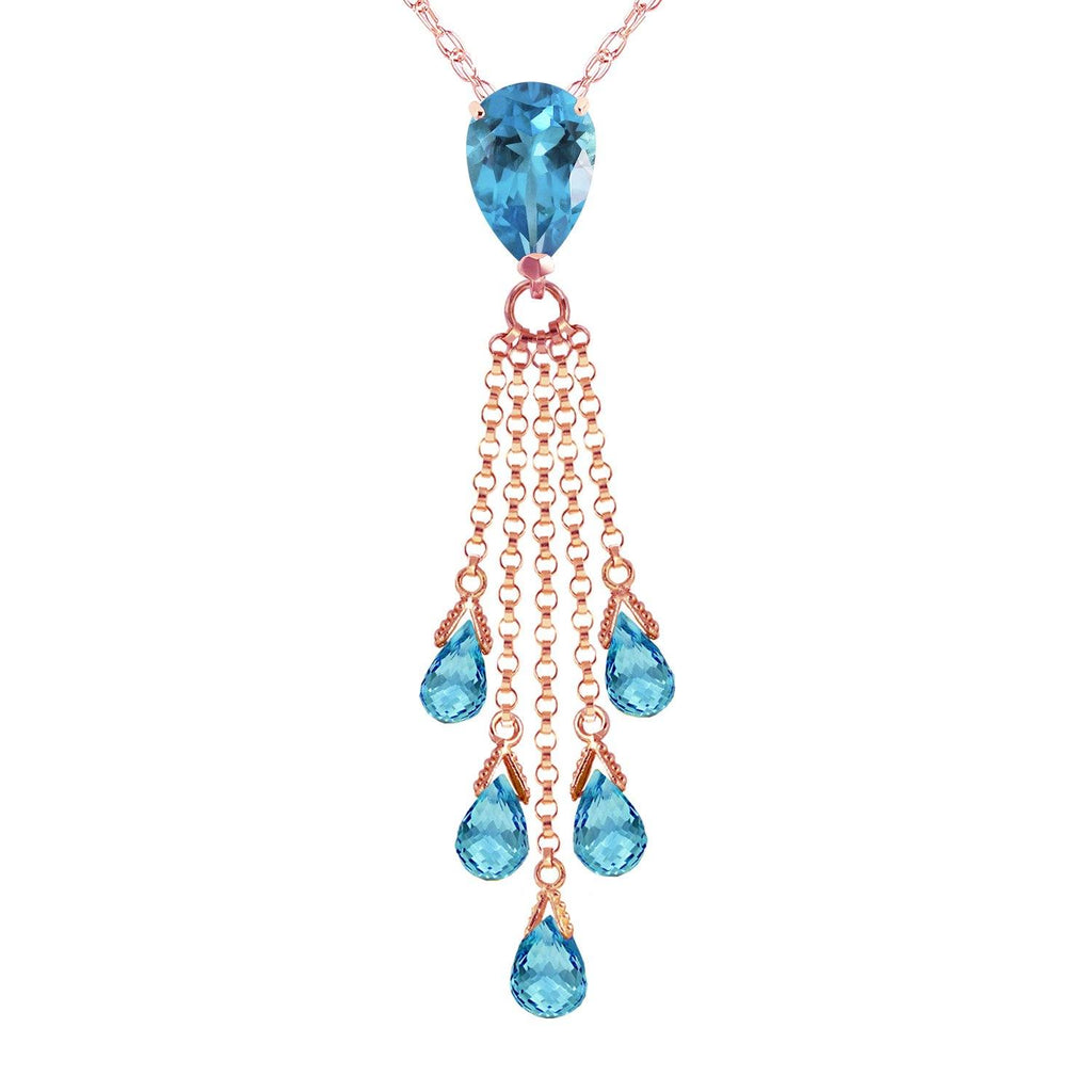 14K Rose Gold Briolette Blue Topaz Necklace Gemstone Series Limited Edition