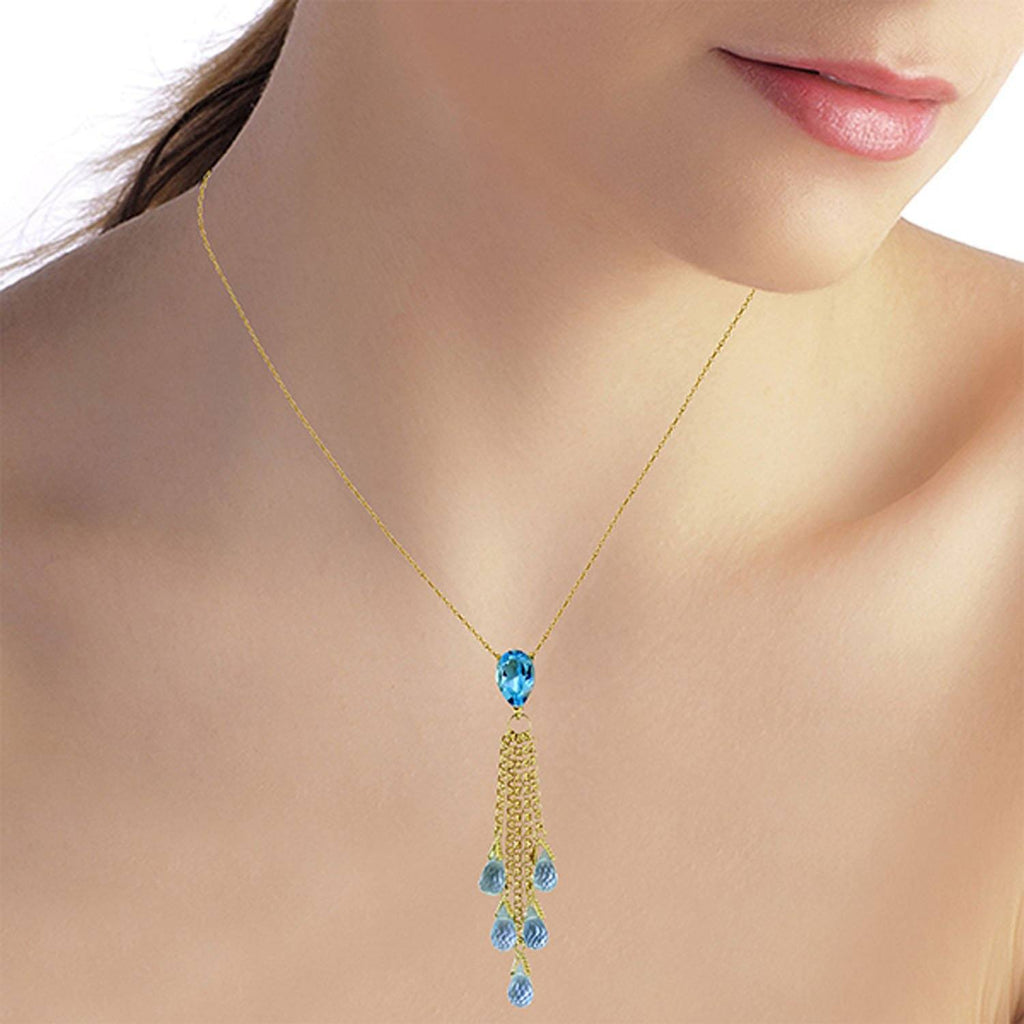 14K Rose Gold Briolette Blue Topaz Necklace Gemstone Series Limited Edition