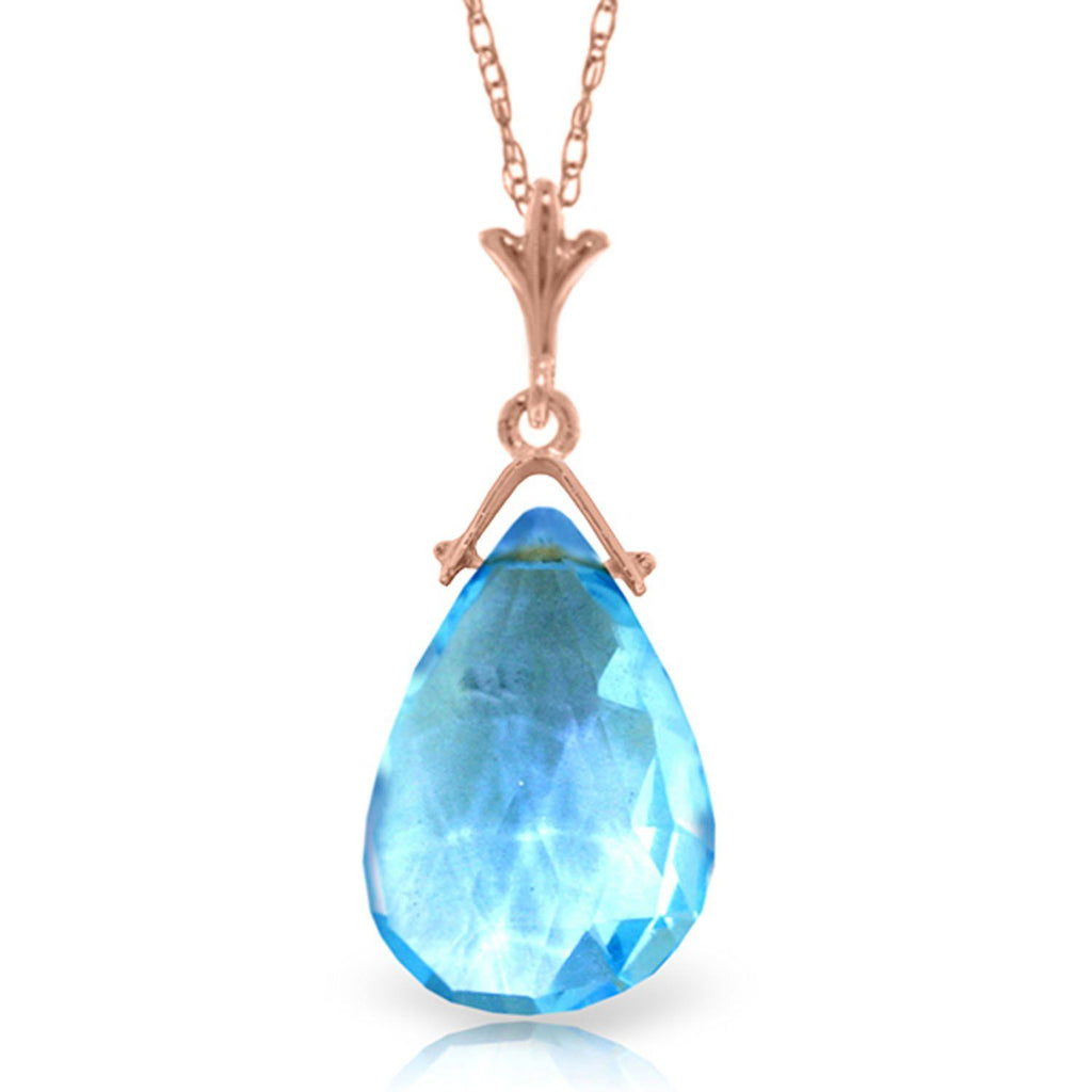 14K Rose Gold Briolette Blue Topaz Necklace Jewelry Deluxe