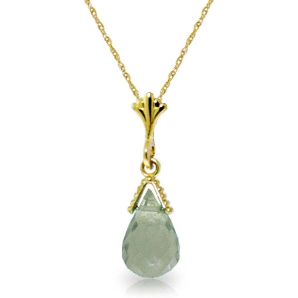 14K Rose Gold Briolette Green Amethyst Necklace Jewelry