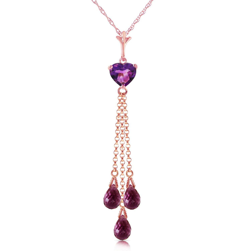 14K Rose Gold Briolette Purple Amethyst Necklace