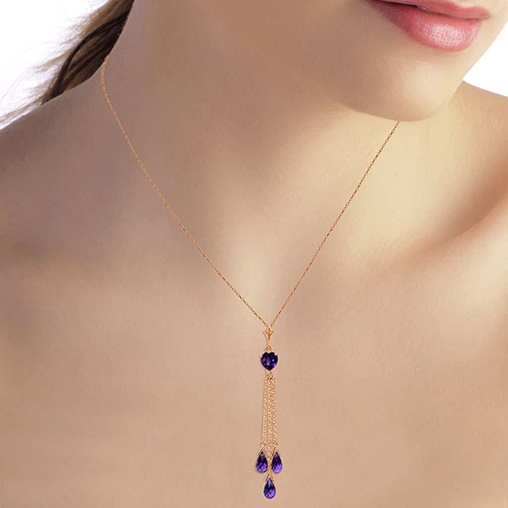 14K Rose Gold Briolette Purple Amethyst Necklace