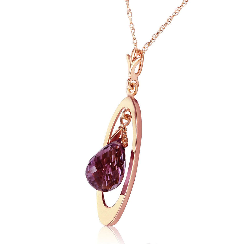 14K Rose Gold Briolette Purple Amethyst Necklace Certified