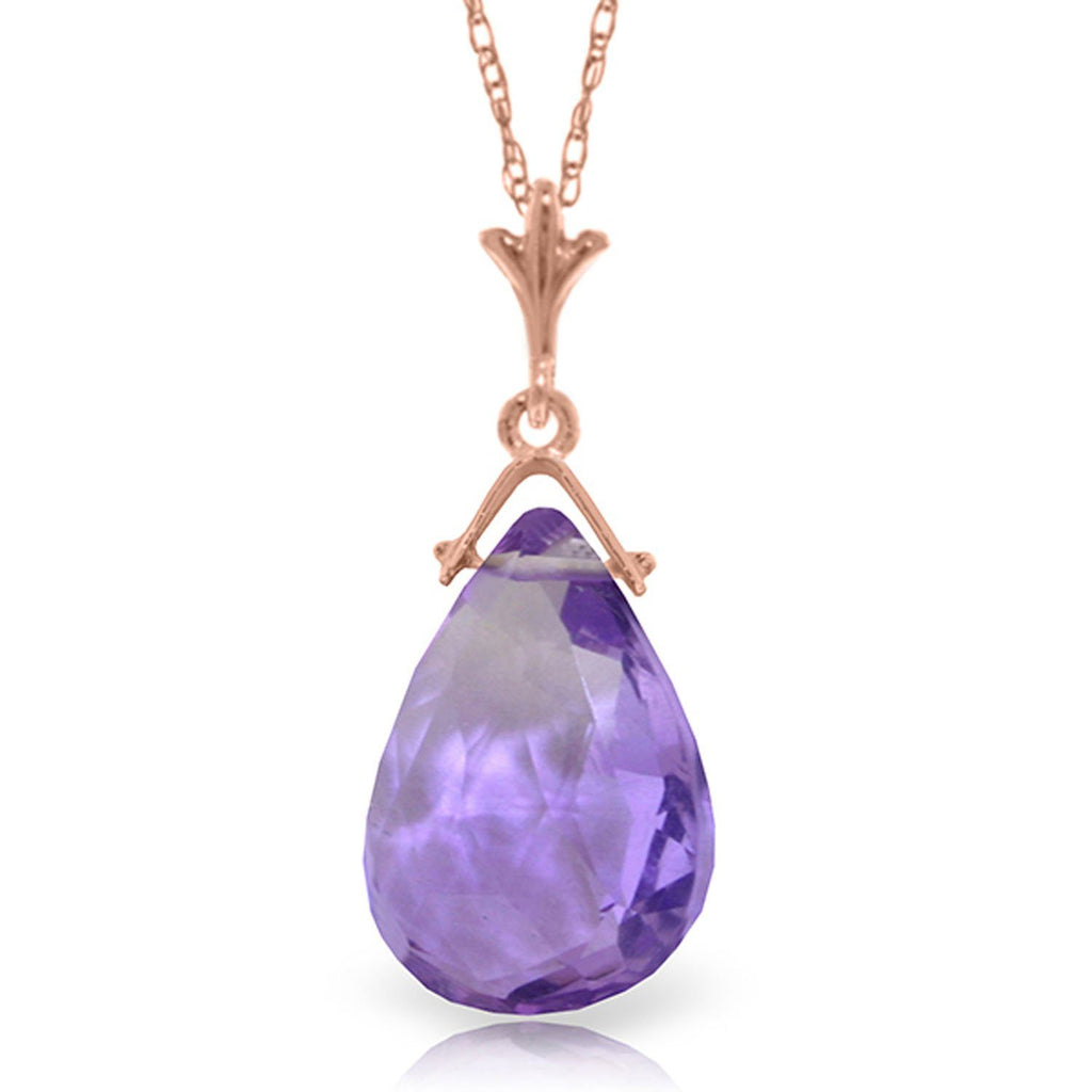 14K Rose Gold Briolette Purple Amethyst Necklace Gemstone