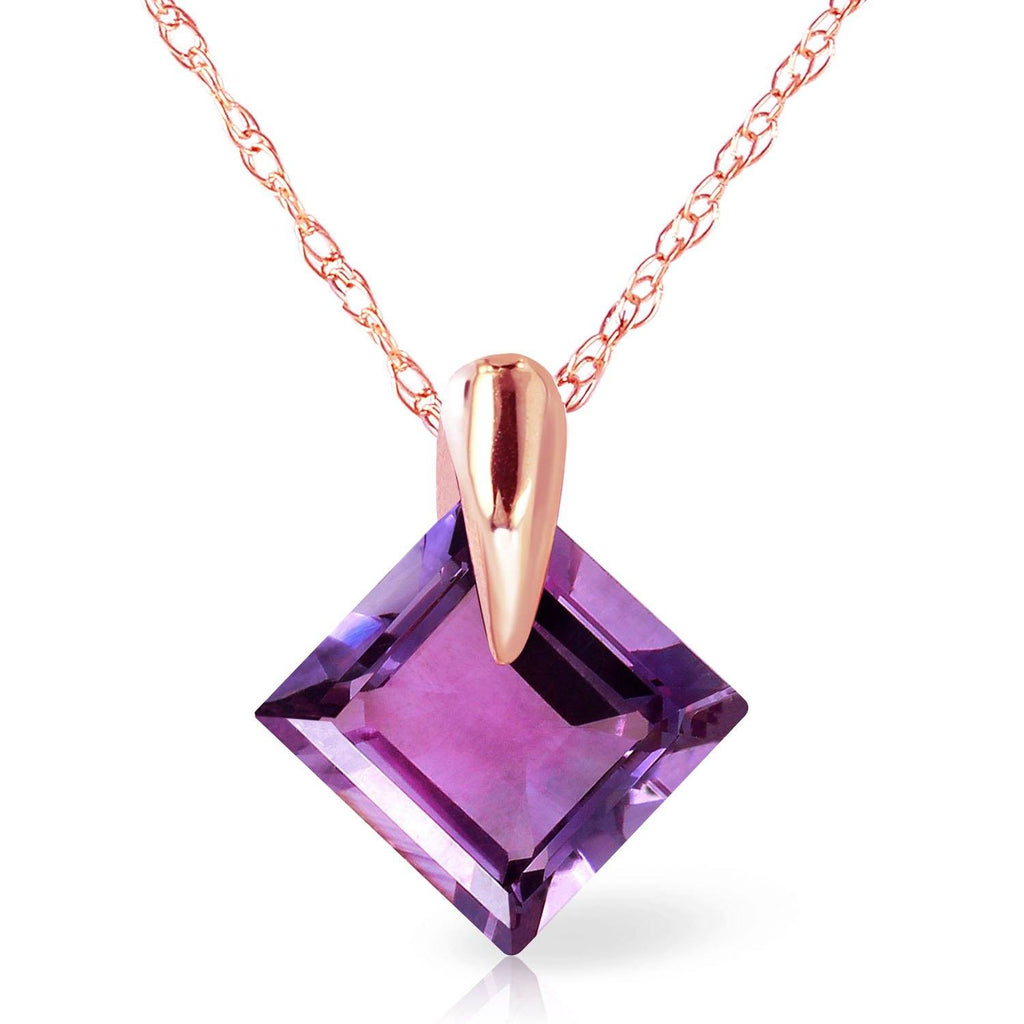 14K Rose Gold Gold Necklace w/ Natural Purple Amethyst