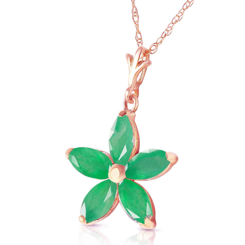 14K Rose Gold Natural Emerald Necklace Certified Series