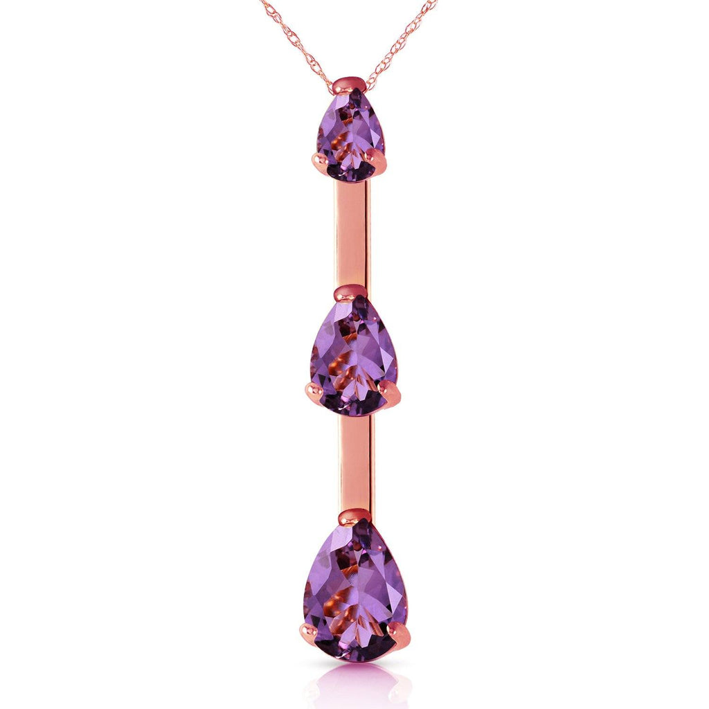 14K Rose Gold Natural Purple Amethyst Necklace Certified