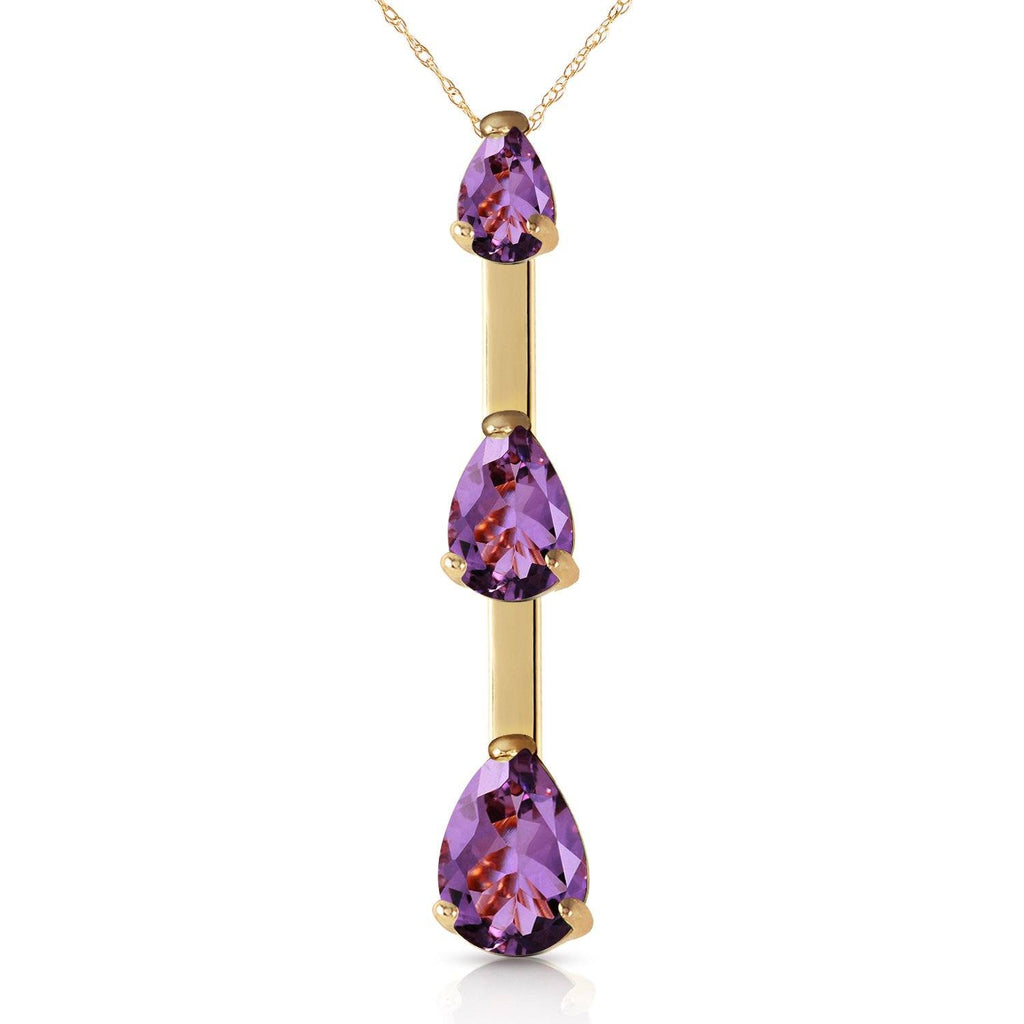 14K Rose Gold Natural Purple Amethyst Necklace Certified