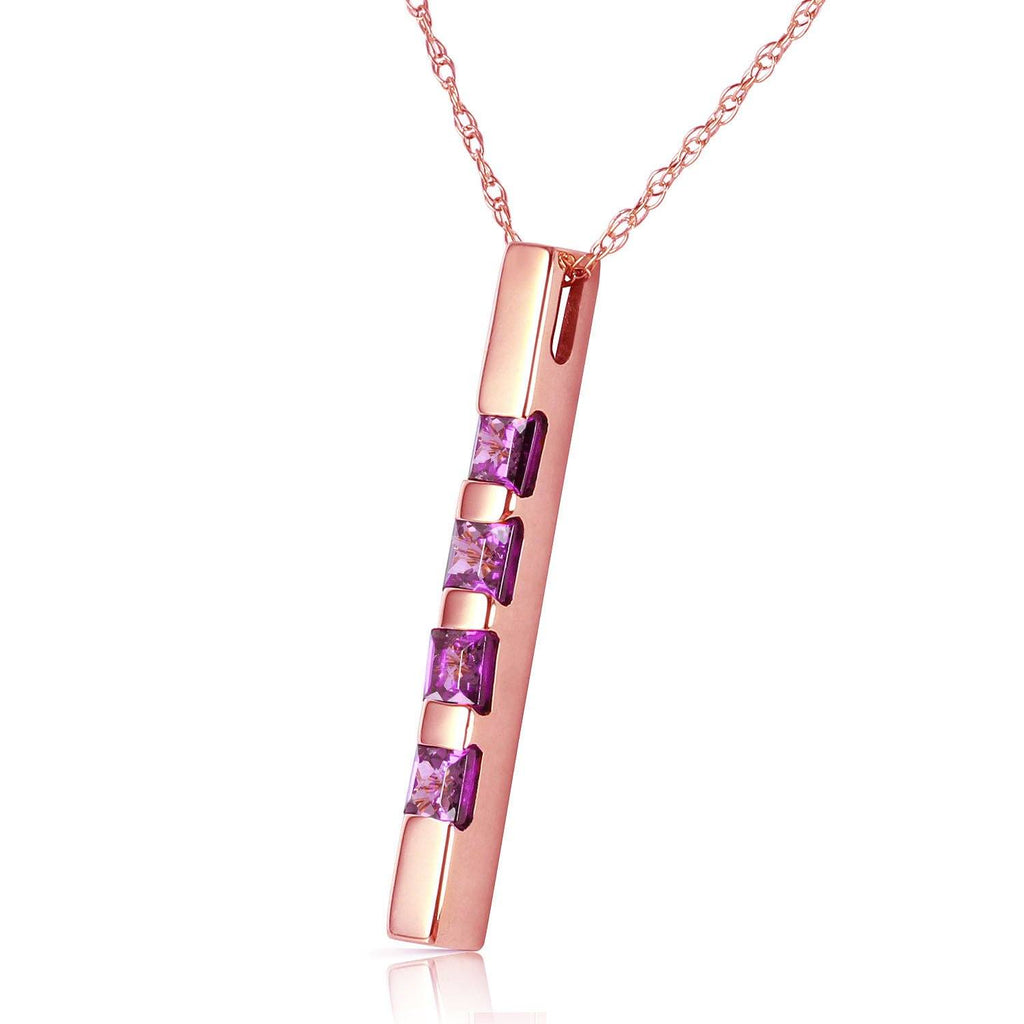 14K Rose Gold Necklace Bar w/ Natural Purple Amethysts