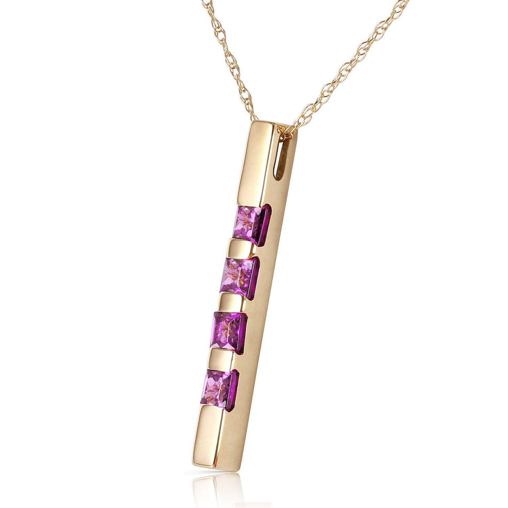 14K Rose Gold Necklace Bar w/ Natural Purple Amethysts