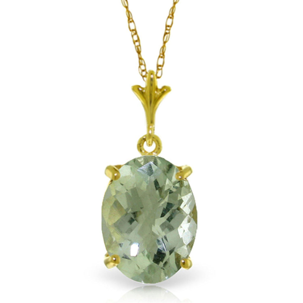 14K Rose Gold Necklace Natural Checkerboard Cut Green Amethyst