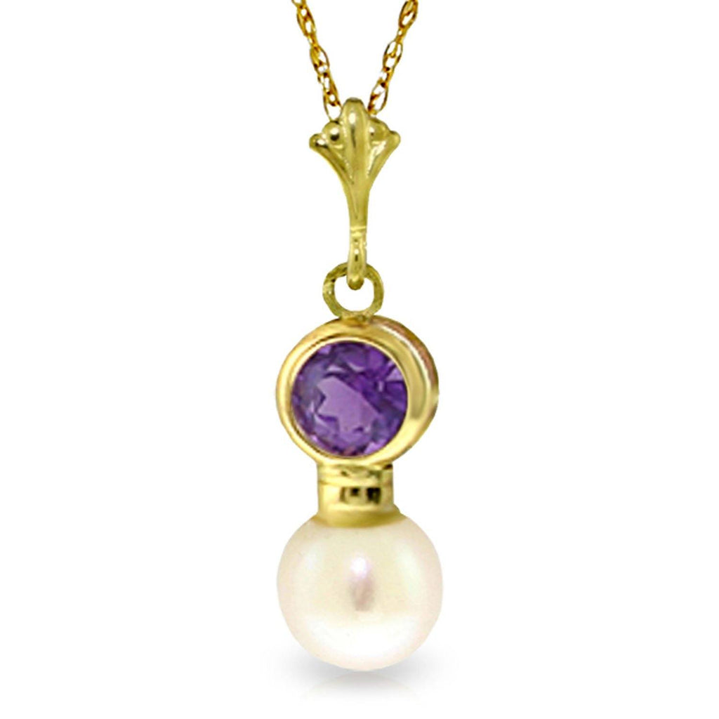 14K Rose Gold Necklace w/ Amethyst & Pearl