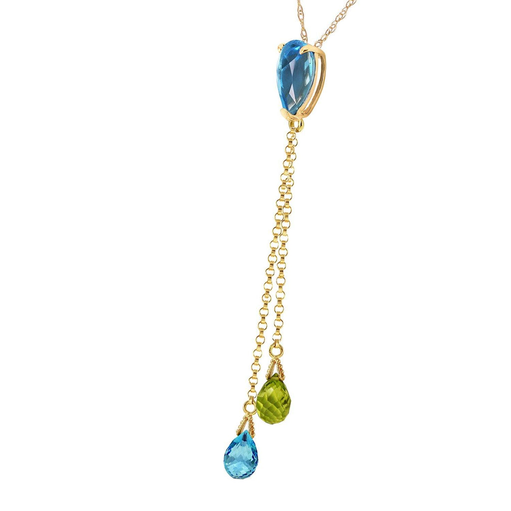 14K Rose Gold Necklace w/ Blue Topaz & Peridot