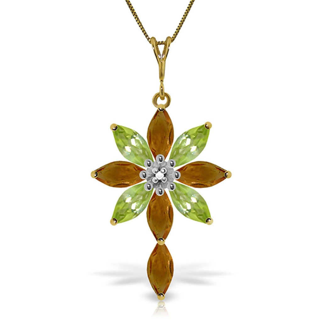 14K Rose Gold Necklace w/ Diamond, Citrines & Peridots