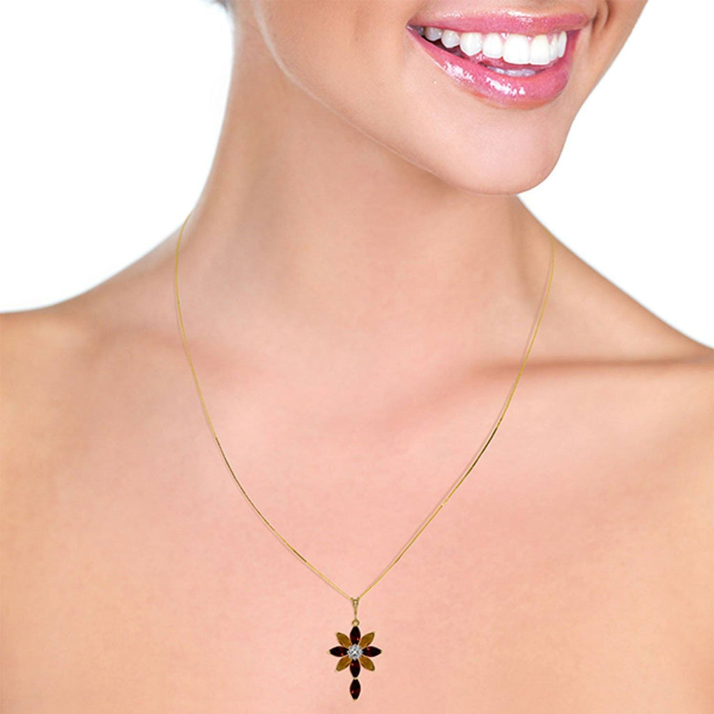 14K Rose Gold Necklace w/ Diamond, Garnets & Citrines