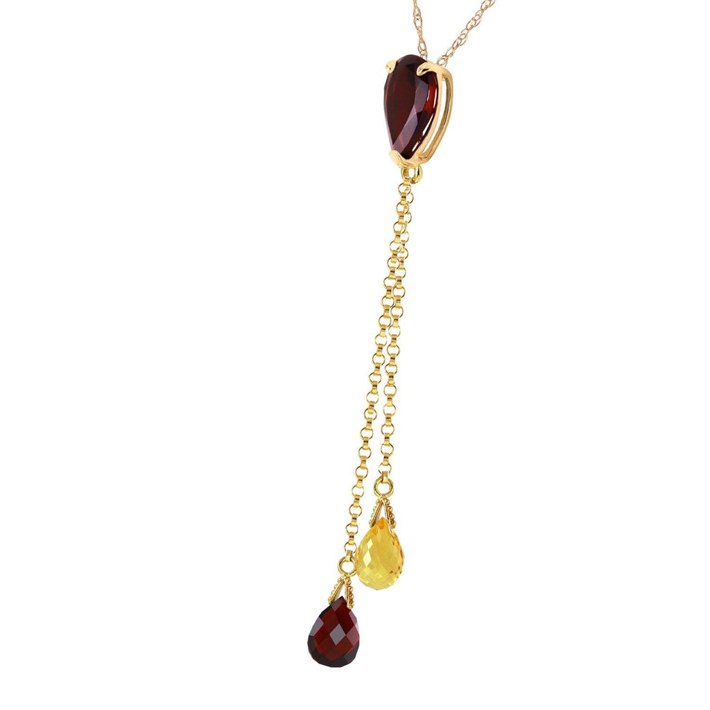 14K Rose Gold Necklace w/ Garnets & Citrine