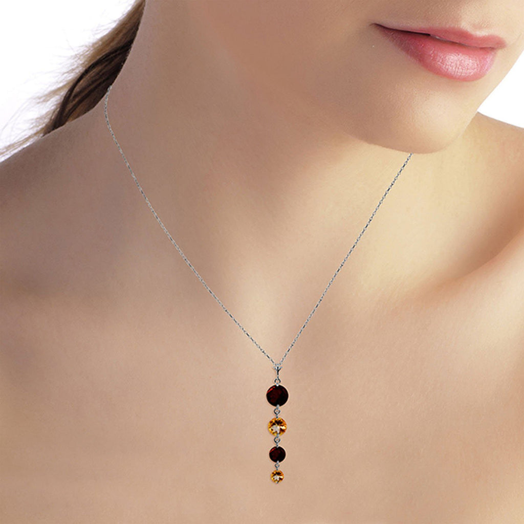 14K Rose Gold Necklace w/ Natural Garnet & Citrine